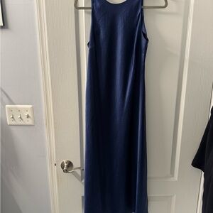 Madewell Deep Blue Satin Maxi Dress